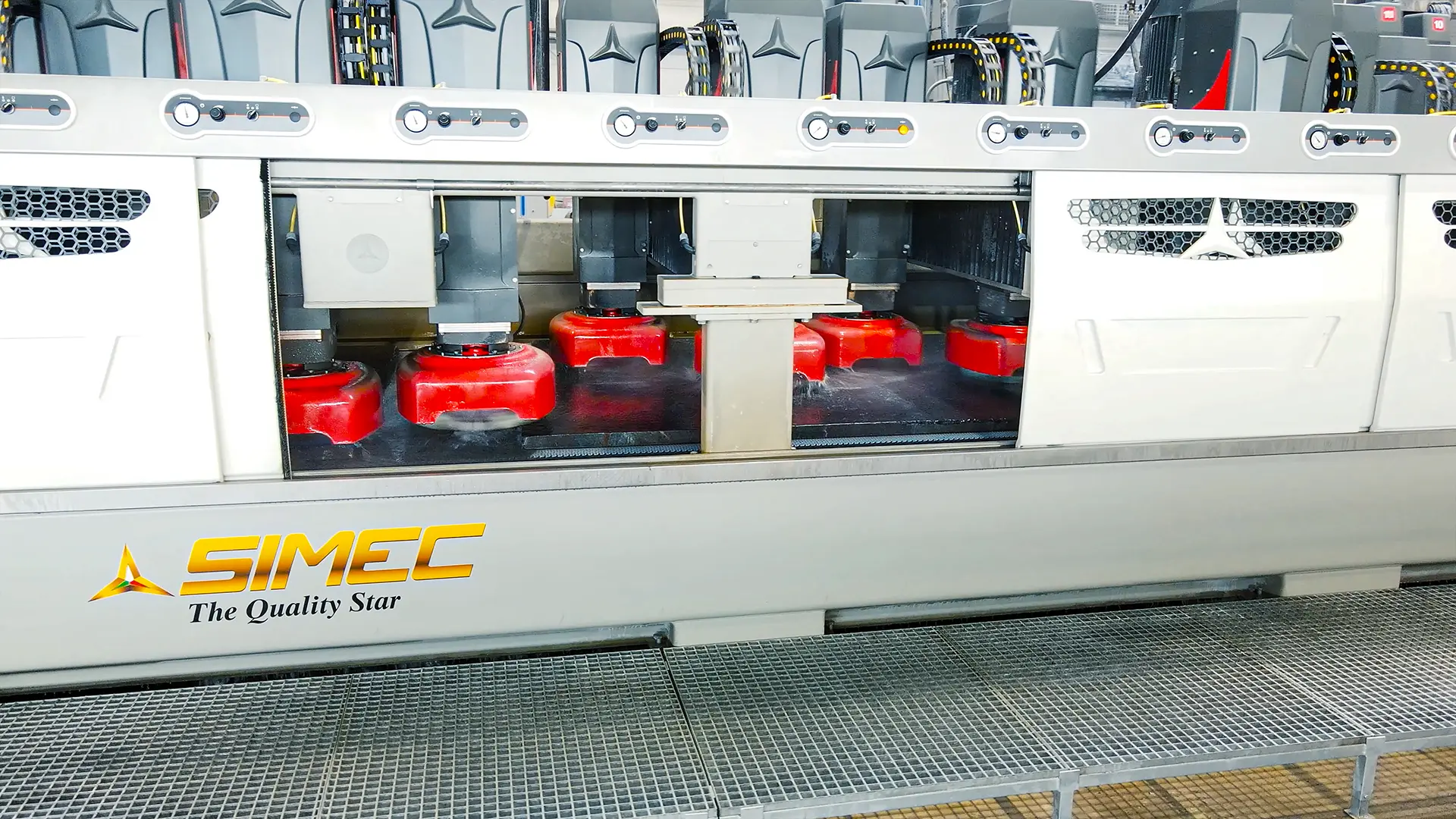 zautomatyzowane polerowanie płyt granitowych linia polerska Simec Orbital